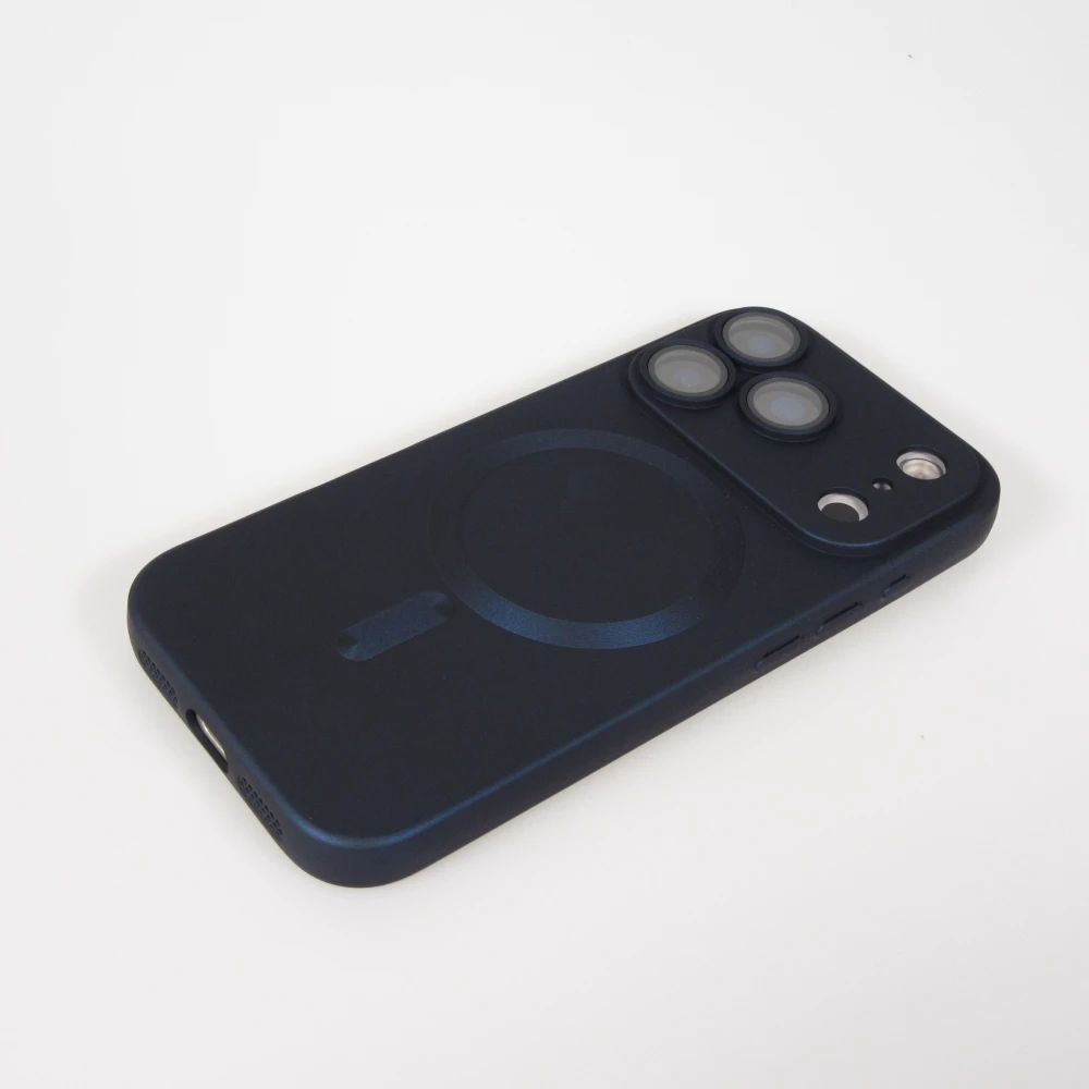iPhone 17 Pro Max Case Hülle - Gummi weich mit Kameraschutzglas MagSafe - Dunkelblau