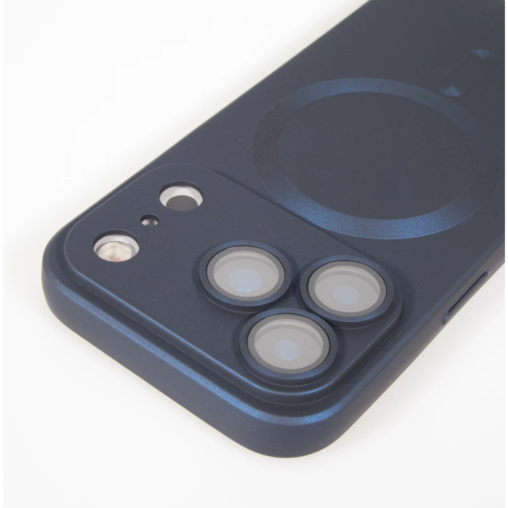 iPhone 17 Pro Max Case Hülle - Gummi weich mit Kameraschutzglas MagSafe - Dunkelblau