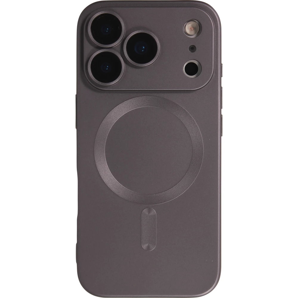 iPhone 17 Pro Max Case Hülle - Gummi weich mit Kameraschutzglas MagSafe - Dunkelgrau
