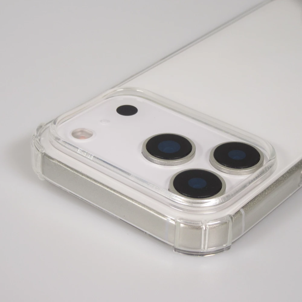 Hülle iPhone 17 Pro - Gummi transparent mit Seil - Weiss / Schwarz