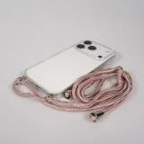 Hülle iPhone 17 Pro - Gummi transparent mit Seil rosa - Gold