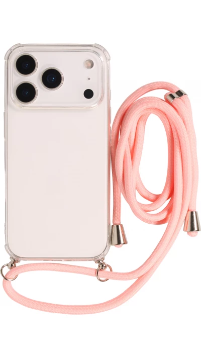 Coque iPhone 17 Pro Max - Gel transparent avec lacet - Rose