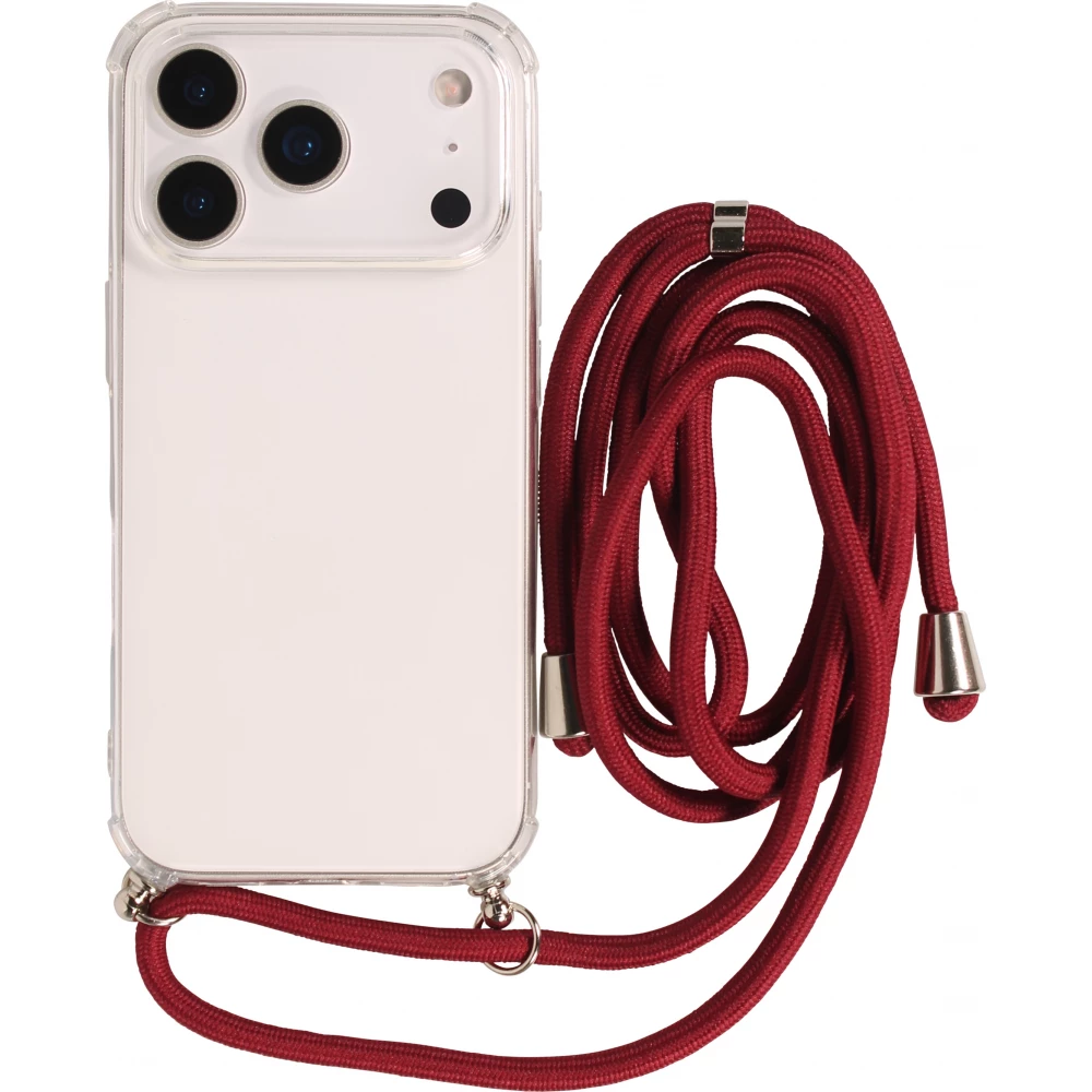 Coque iPhone 17 Pro Max - Gel transparent avec lacet - Rouge