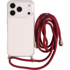 Coque iPhone 17 Pro Max - Gel transparent avec lacet - Rouge