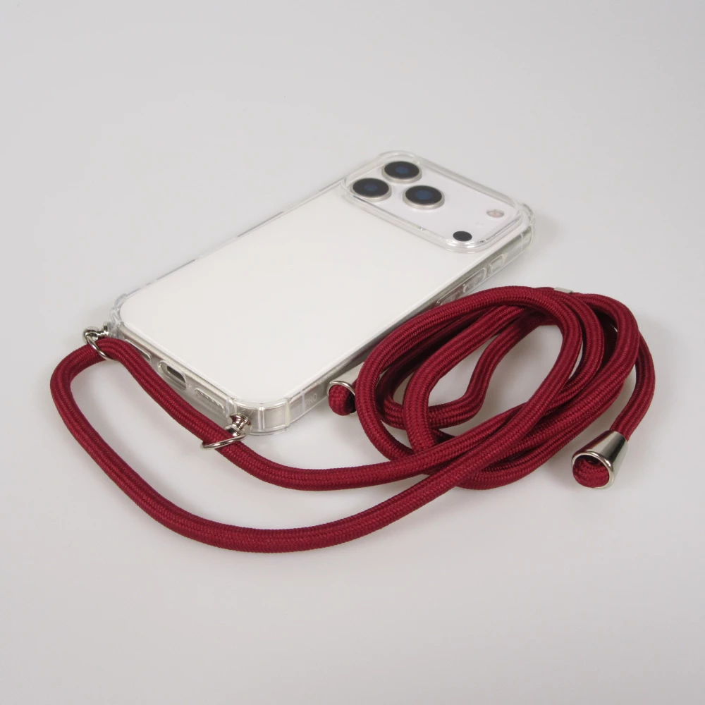 Coque iPhone 17 Pro Max - Gel transparent avec lacet - Rouge