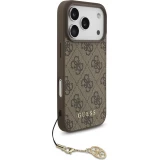 iPhone 17 Pro Case Hülle - Guess 4G Charm Elegante Schutz Raffiniertes Design Trendaccessoire - Braun