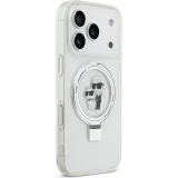 Coque iPhone 17 Pro - Karl Lagerfeld et Choupette Ringstand MagSafe avec anneau support - Blanc