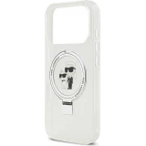 Coque iPhone 17 Pro - Karl Lagerfeld et Choupette Ringstand MagSafe avec anneau support - Blanc