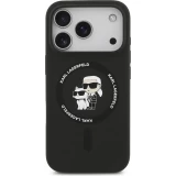 Coque iPhone 17 Air - Karl Lagerfeld Liquid en silicone avec design Karl et Choupette compatible MagSafe - Noir