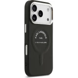Coque iPhone 17 Pro - Karl Lagerfeld PU RSG Logo MagSafe &eacute;l&eacute;gante et protectrice - Noir