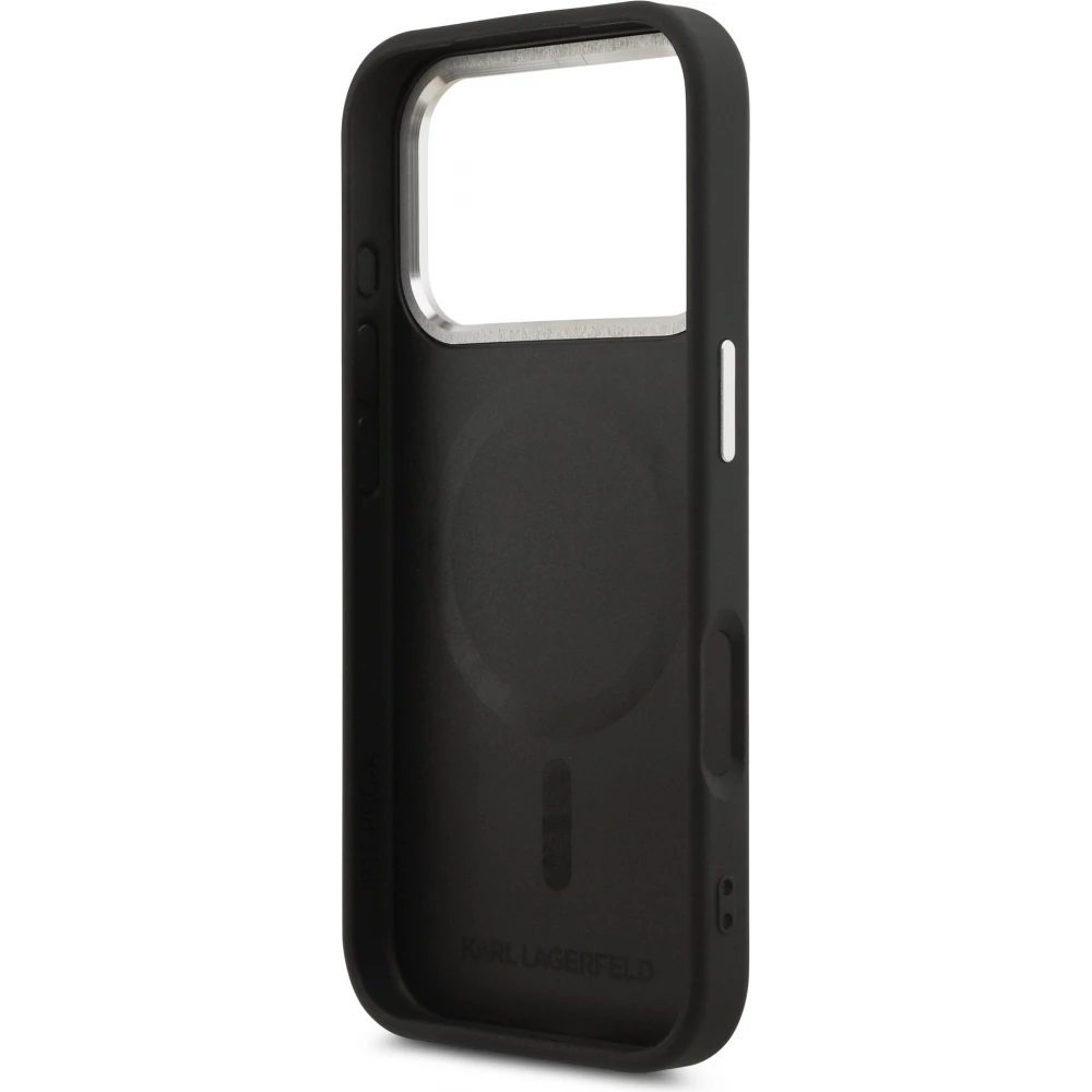Coque iPhone 17 Pro - Karl Lagerfeld PU RSG Logo MagSafe &eacute;l&eacute;gante et protectrice - Noir