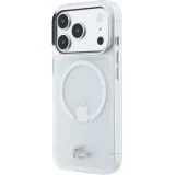 Coque iPhone 17 Pro - Lacoste IML petit piqu&eacute; m&eacute;tal MagSafe protection &eacute;l&eacute;gante et durable - Transparent