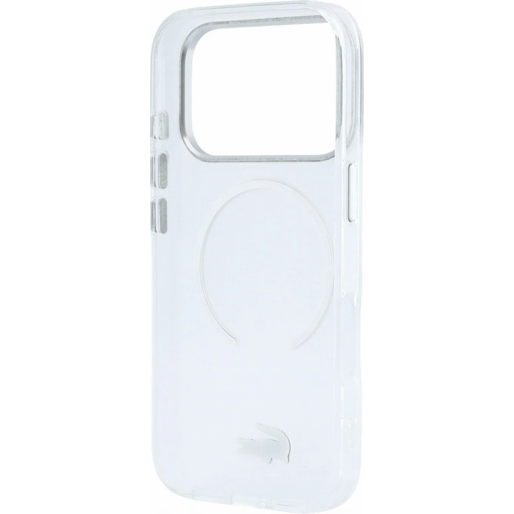 Coque iPhone 17 Pro - Lacoste IML petit piqu&eacute; m&eacute;tal MagSafe protection &eacute;l&eacute;gante et durable - Transparent