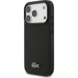 Coque iPhone 17 Pro - Lacoste Petit Pique MagSafe avec logo m&eacute;tal protection &eacute;l&eacute;gante et durable - Noir