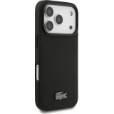 Coque iPhone 17 Pro - Lacoste Petit Pique MagSafe avec logo m&eacute;tal protection &eacute;l&eacute;gante et durable - Noir