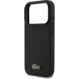 Coque iPhone 17 Pro - Lacoste Petit Pique MagSafe avec logo m&eacute;tal protection &eacute;l&eacute;gante et durable - Noir