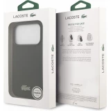 Coque iPhone 17 Pro - Lacoste Petit Pique MagSafe avec logo m&eacute;tal protection &eacute;l&eacute;gante et durable - Noir