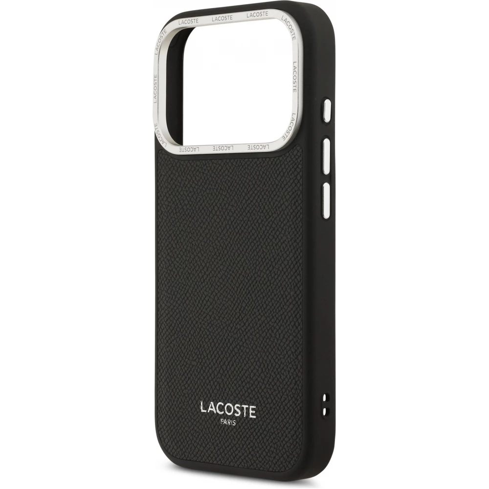 iPhone 17 Pro Case H&uuml;lle - Lacoste PU Leder Champs Elysees MagSafe elegante und langlebige Schutzh&uuml;lle - Schwarz