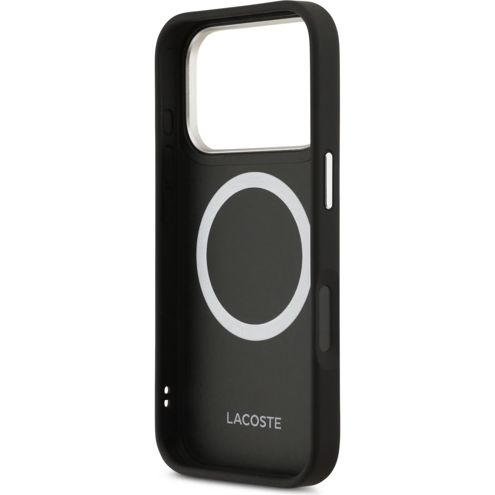 iPhone 17 Pro Case H&uuml;lle - Lacoste PU Leder Champs Elysees MagSafe elegante und langlebige Schutzh&uuml;lle - Schwarz