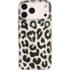 iPhone 17 Pro Case Hülle - Leopard Schwarz/Weiss Klare Silikon Schutzhülle - Schwarz