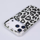 iPhone 17 Pro Case Hülle - Leopard Schwarz/Weiss Klare Silikon Schutzhülle - Schwarz