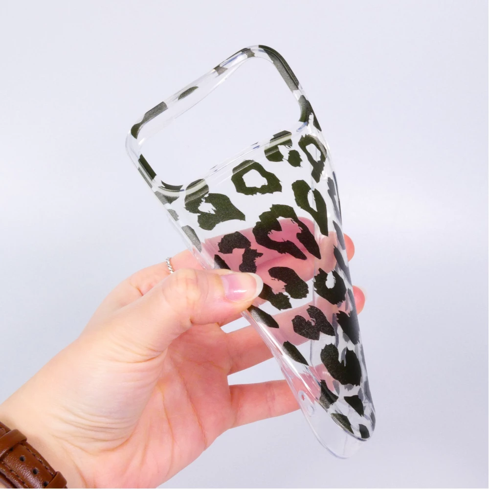 iPhone 17 Pro Case Hülle - Leopard Schwarz/Weiss Klare Silikon Schutzhülle - Schwarz
