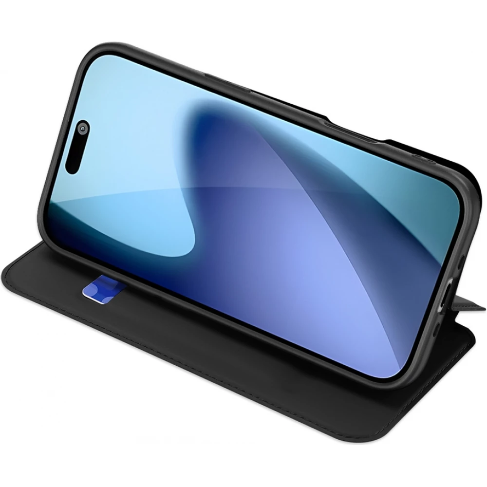 Coque iPhone 17 Pro Max - Dux Ducis Skin Pro avec rabat et emplacement pour cartes en cuir synth&eacute;tique PU et TPU flexible - Noir