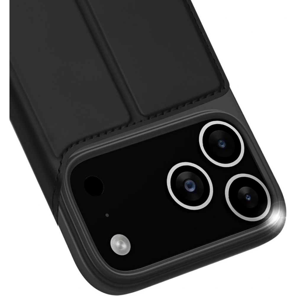 Coque iPhone 17 Pro Max - Dux Ducis Skin Pro avec rabat et emplacement pour cartes en cuir synth&eacute;tique PU et TPU flexible - Noir