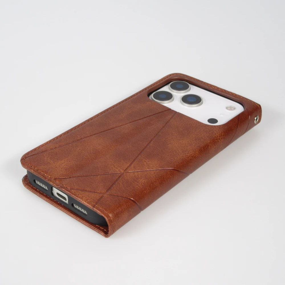 Coque iPhone 17 Pro Max - Flip Géometrique brun foncé