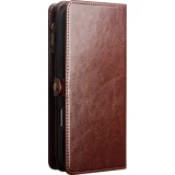 Coque iPhone 17 Pro Max -  Flip Qialino cuir v&eacute;ritable Handbag - Brun