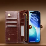 Coque iPhone 17 Pro Max -  Flip Qialino cuir v&eacute;ritable Handbag - Brun