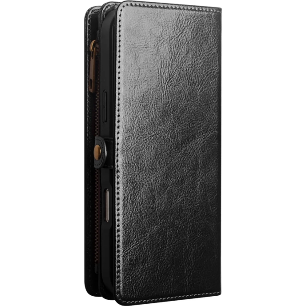 Coque iPhone 17 Pro Max -  Flip Qialino cuir v&eacute;ritable Handbag - Noir