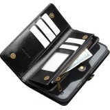 Coque iPhone 17 Pro Max -  Flip Qialino cuir v&eacute;ritable Handbag - Noir