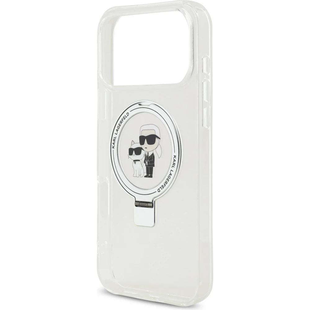 iPhone 17 Pro Max Case Hülle - Karl Lagerfeld Choupette MagSafe Ringstand mit Halterung - Weiß