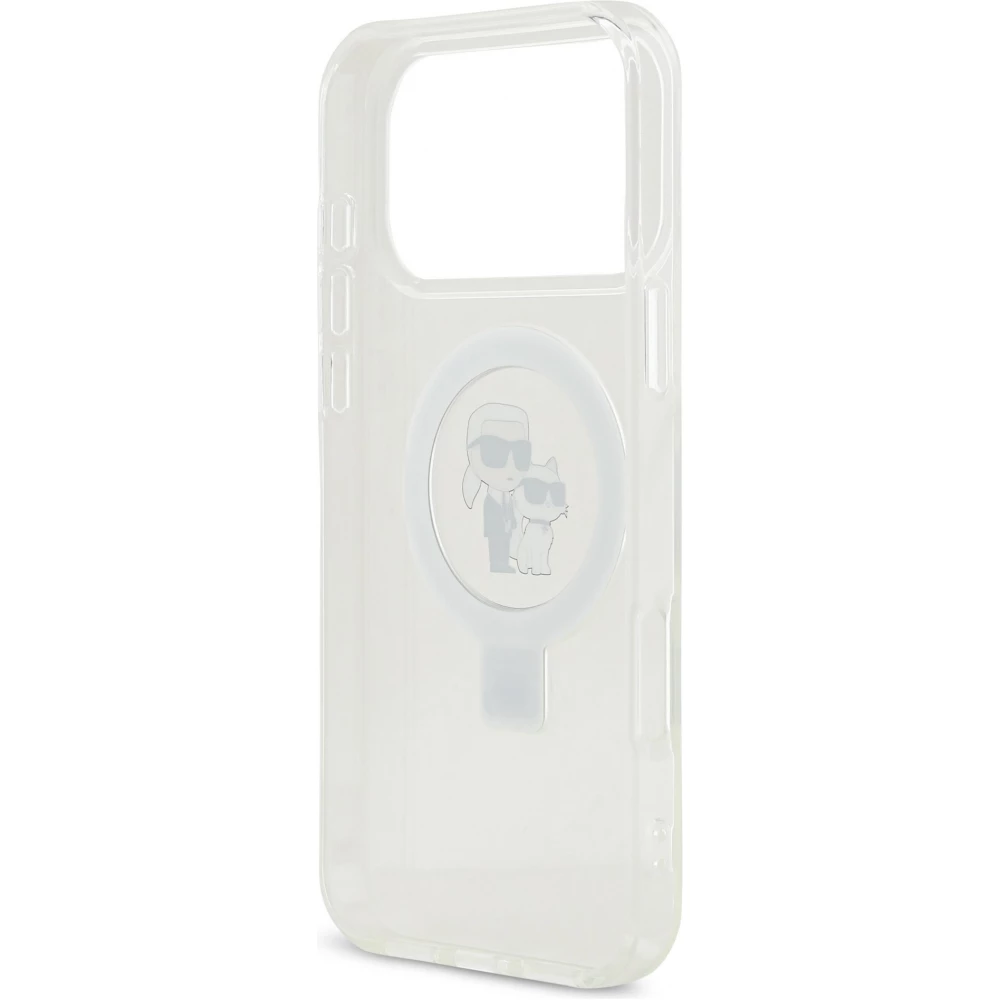 iPhone 17 Pro Max Case Hülle - Karl Lagerfeld Choupette MagSafe Ringstand mit Halterung - Weiß