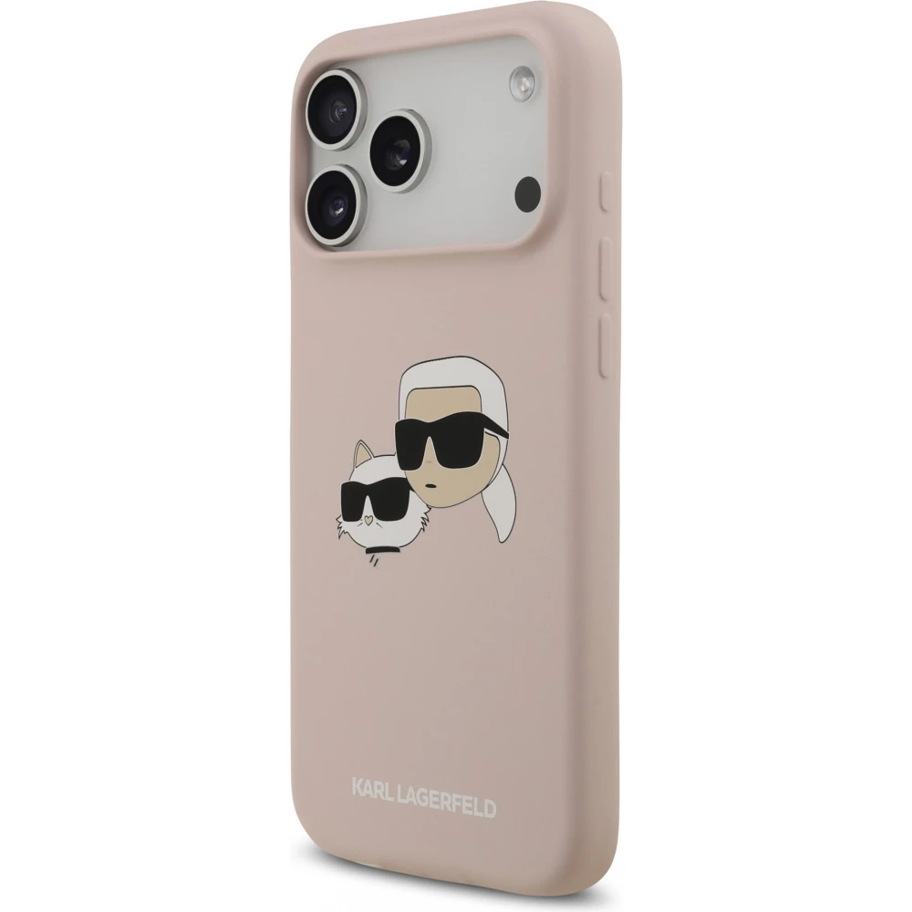 iPhone 17 Pro Max Case Hülle - Karl Lagerfeld MagSafe-kompatible Silikonhülle mit Karl- und Choupette-Design - Rosa