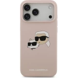 iPhone 17 Pro Max Case Hülle - Karl Lagerfeld MagSafe-kompatible Silikonhülle mit Karl- und Choupette-Design - Rosa