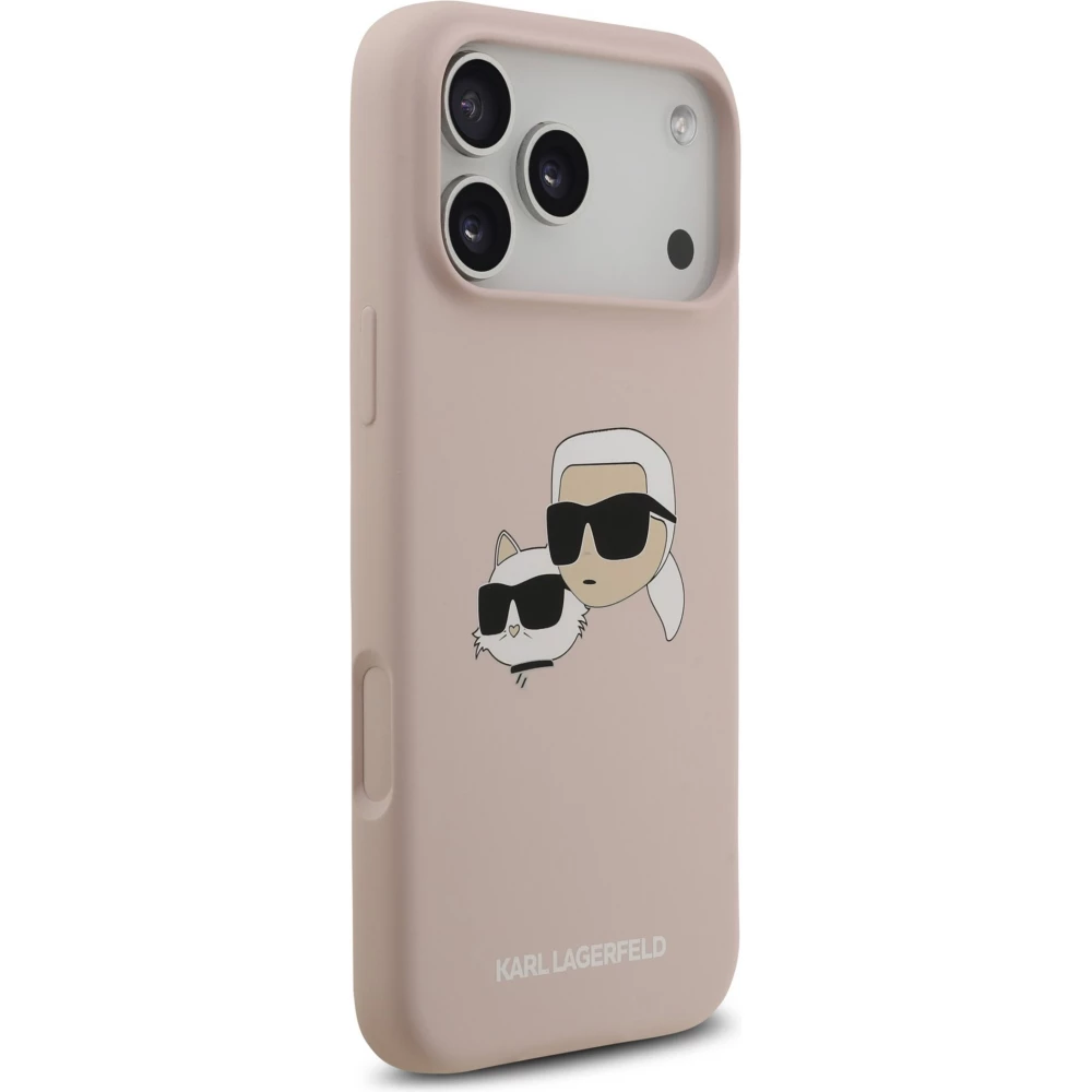 iPhone 17 Pro Max Case Hülle - Karl Lagerfeld MagSafe-kompatible Silikonhülle mit Karl- und Choupette-Design - Rosa