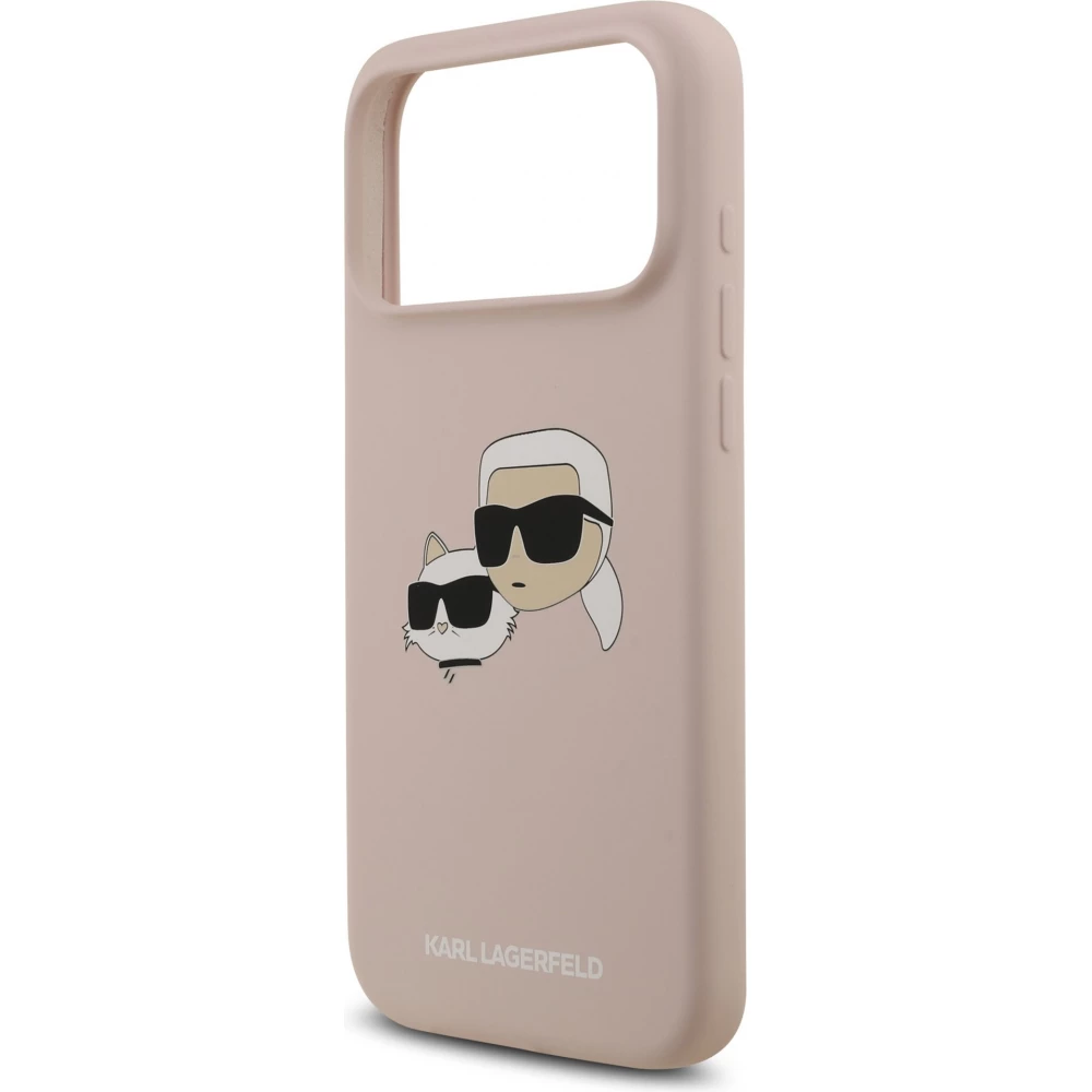 iPhone 17 Pro Max Case Hülle - Karl Lagerfeld MagSafe-kompatible Silikonhülle mit Karl- und Choupette-Design - Rosa