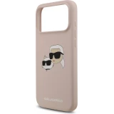 iPhone 17 Pro Max Case Hülle - Karl Lagerfeld MagSafe-kompatible Silikonhülle mit Karl- und Choupette-Design - Rosa