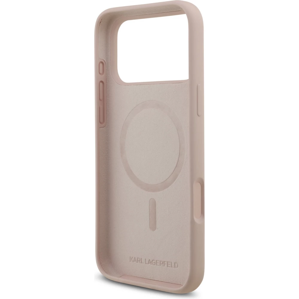 iPhone 17 Pro Max Case Hülle - Karl Lagerfeld MagSafe-kompatible Silikonhülle mit Karl- und Choupette-Design - Rosa