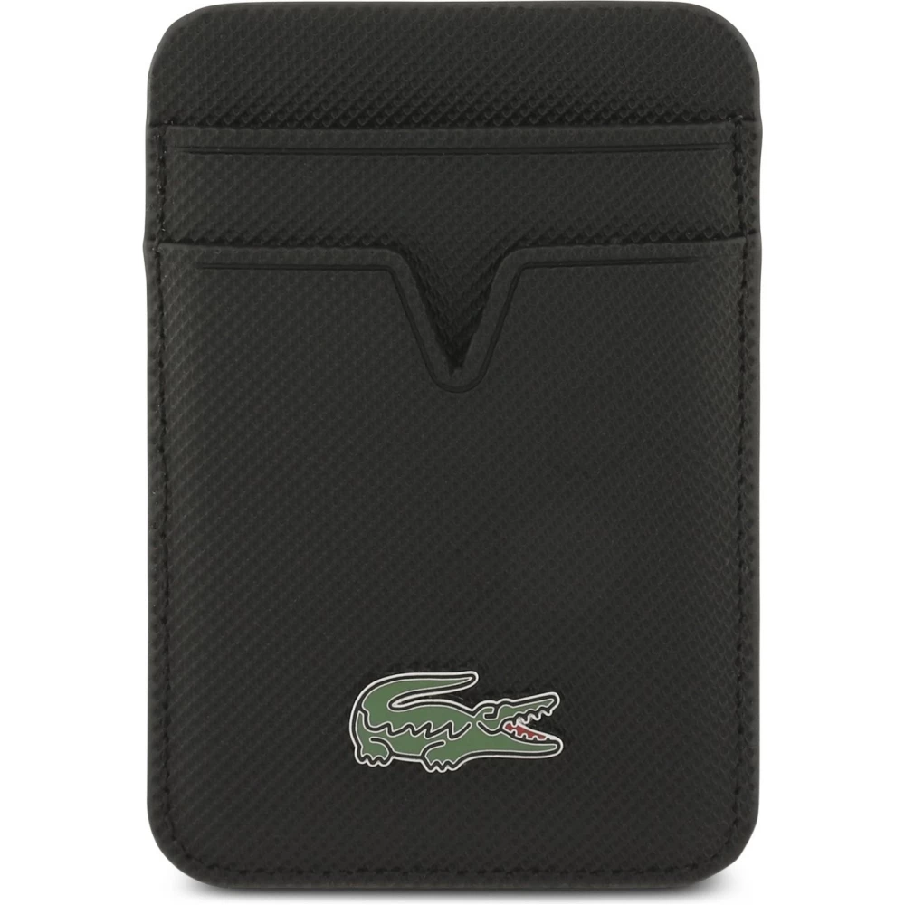 iPhone 17 Pro Max Case H&uuml;lle - Lacoste Iconic Petit Pique MagSafe mit Magnetportemonnaie - Schwarz