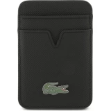 iPhone 17 Pro Max Case H&uuml;lle - Lacoste Iconic Petit Pique MagSafe mit Magnetportemonnaie - Schwarz