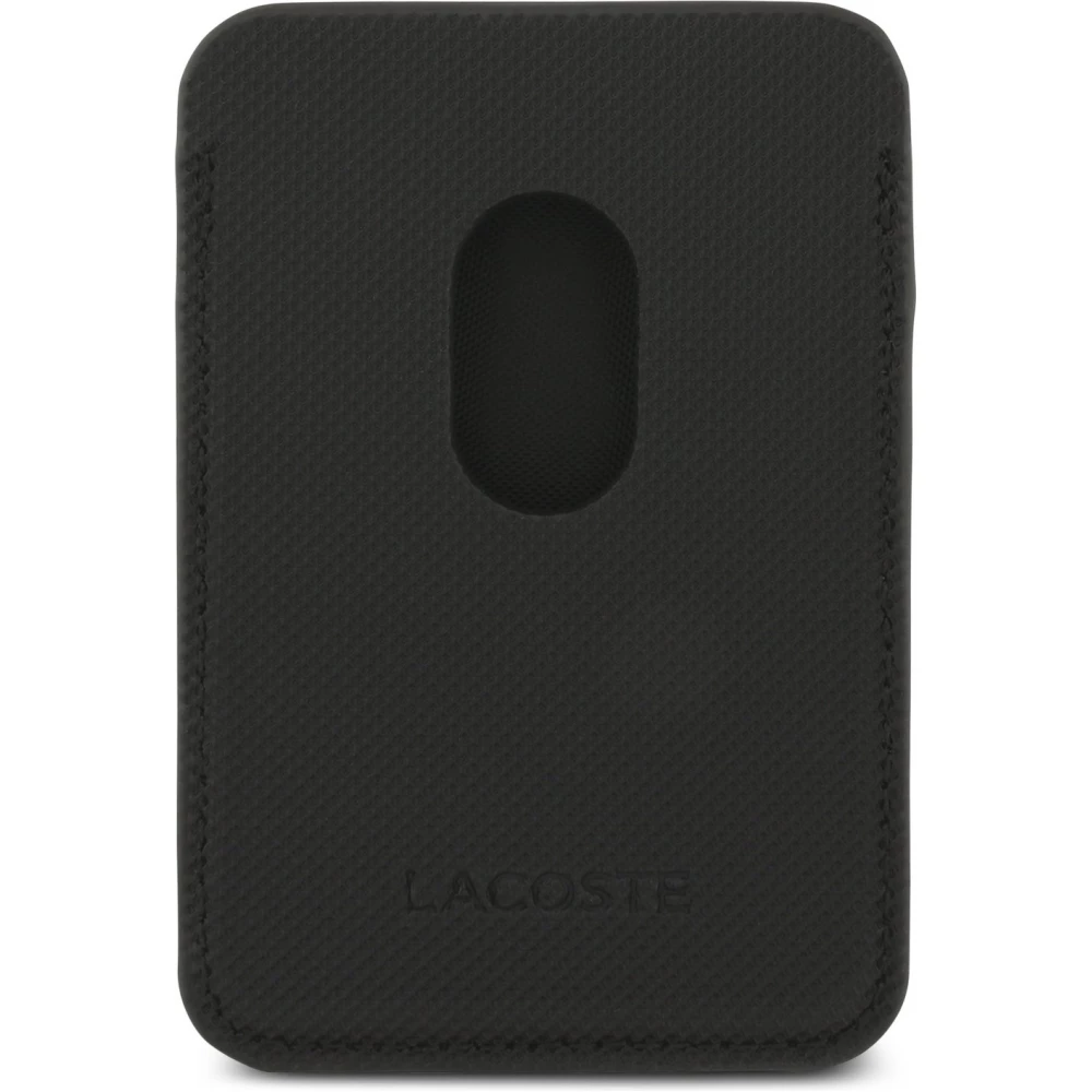 iPhone 17 Pro Max Case H&uuml;lle - Lacoste Iconic Petit Pique MagSafe mit Magnetportemonnaie - Schwarz