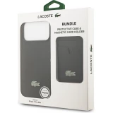 iPhone 17 Pro Max Case H&uuml;lle - Lacoste Iconic Petit Pique MagSafe mit Magnetportemonnaie - Schwarz