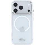 Coque iPhone 17 Pro Max - Lacoste IML petit piqu&eacute; m&eacute;tal MagSafe protection &eacute;l&eacute;gante et durable - Transparent