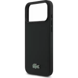 Coque iPhone 17 Pro Max - Lacoste Petit Pique MagSafe avec logo m&eacute;tal protection &eacute;l&eacute;gante et durable - Noir