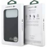 Coque iPhone 17 Pro Max - Lacoste Petit Pique MagSafe avec logo m&eacute;tal protection &eacute;l&eacute;gante et durable - Noir