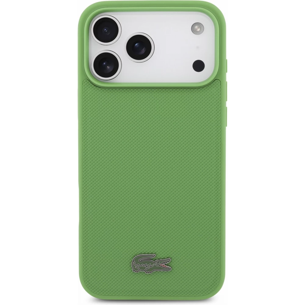 Coque iPhone 17 Pro Max - Lacoste Petit Pique MagSafe avec logo métal protection élégante et durable - Vert