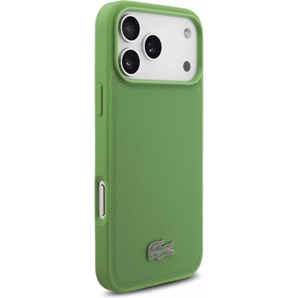 Coque iPhone 17 Pro Max - Lacoste Petit Pique MagSafe avec logo métal protection élégante et durable - Vert